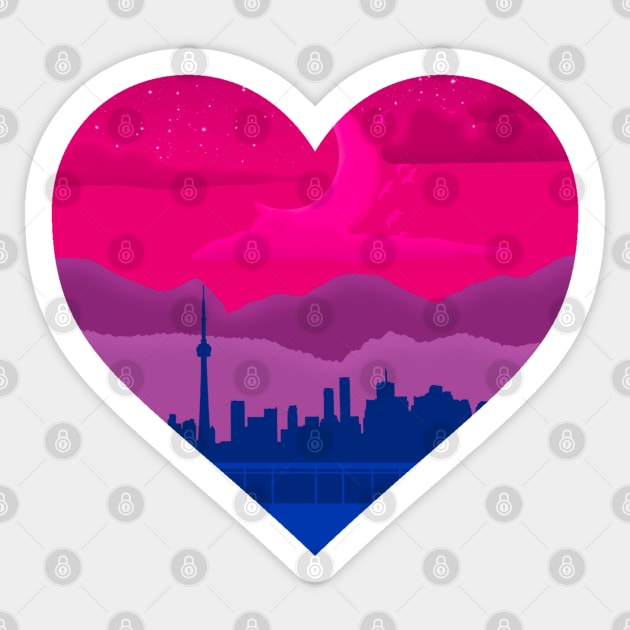 Bisexual mountain cityscape subtle heart Sticker by designedbyeliza